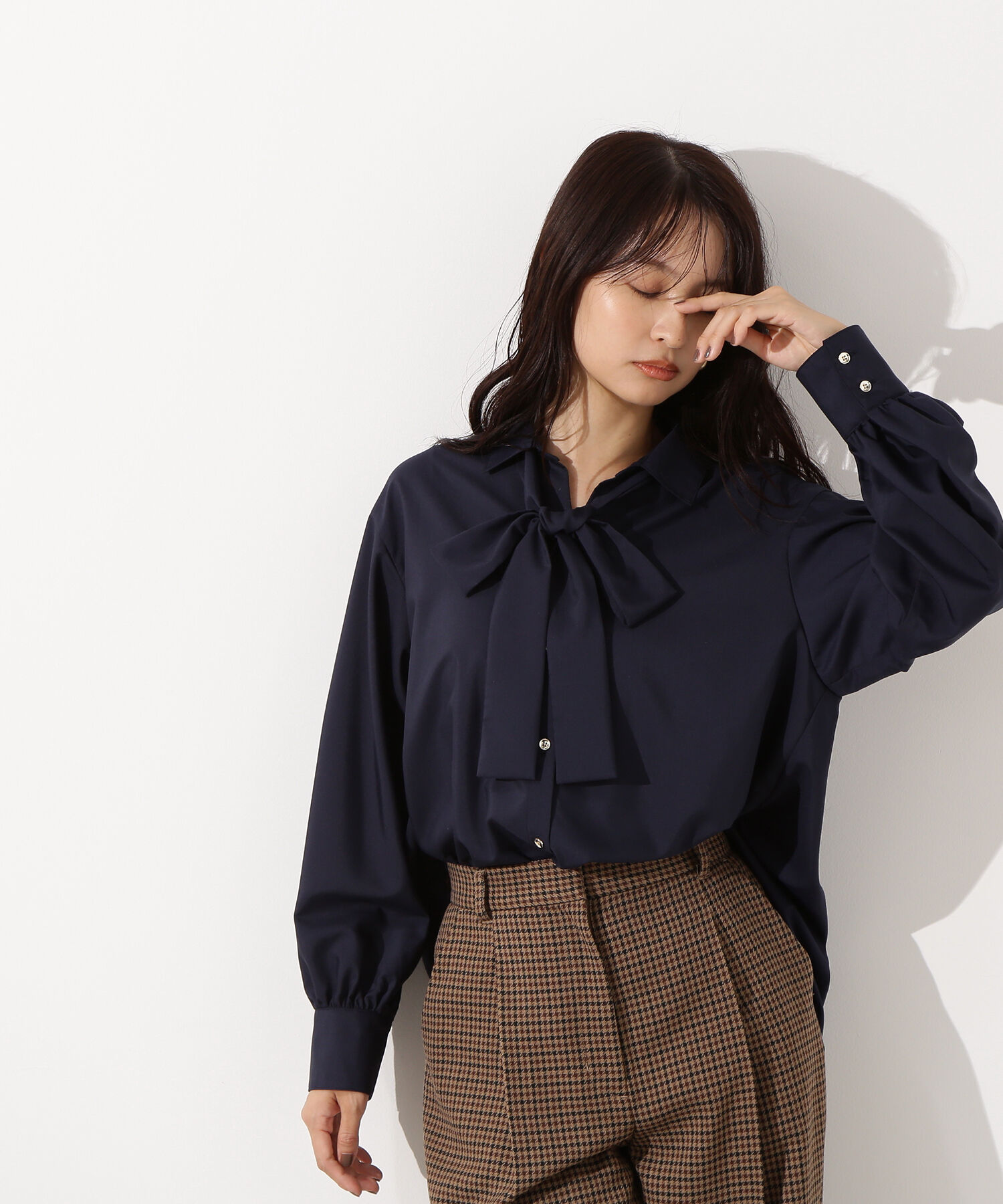  「ゴールドボタン2wayリボンブラウス」|シャツ・ブラウス|