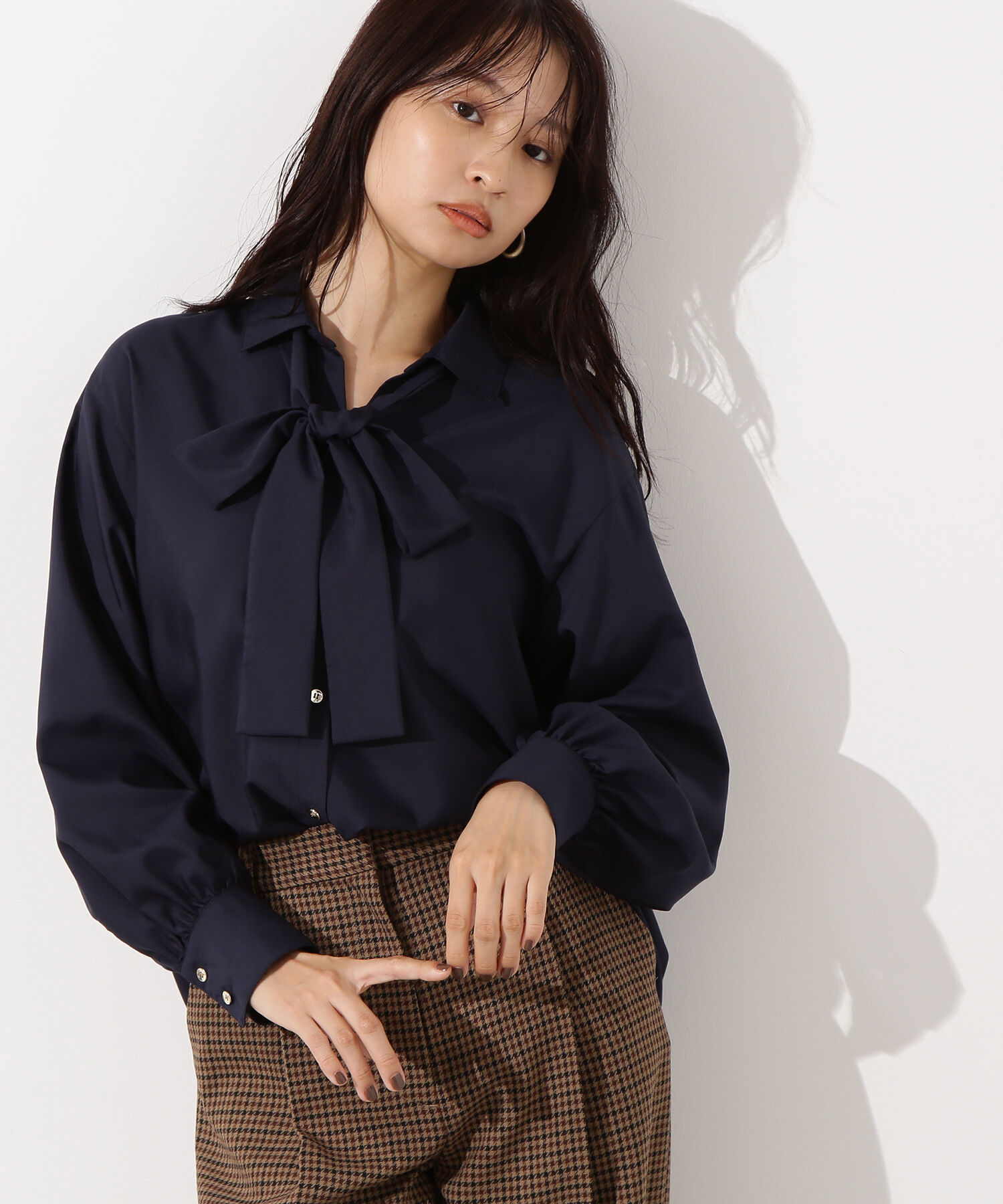  「ゴールドボタン2wayリボンブラウス」|シャツ・ブラウス|