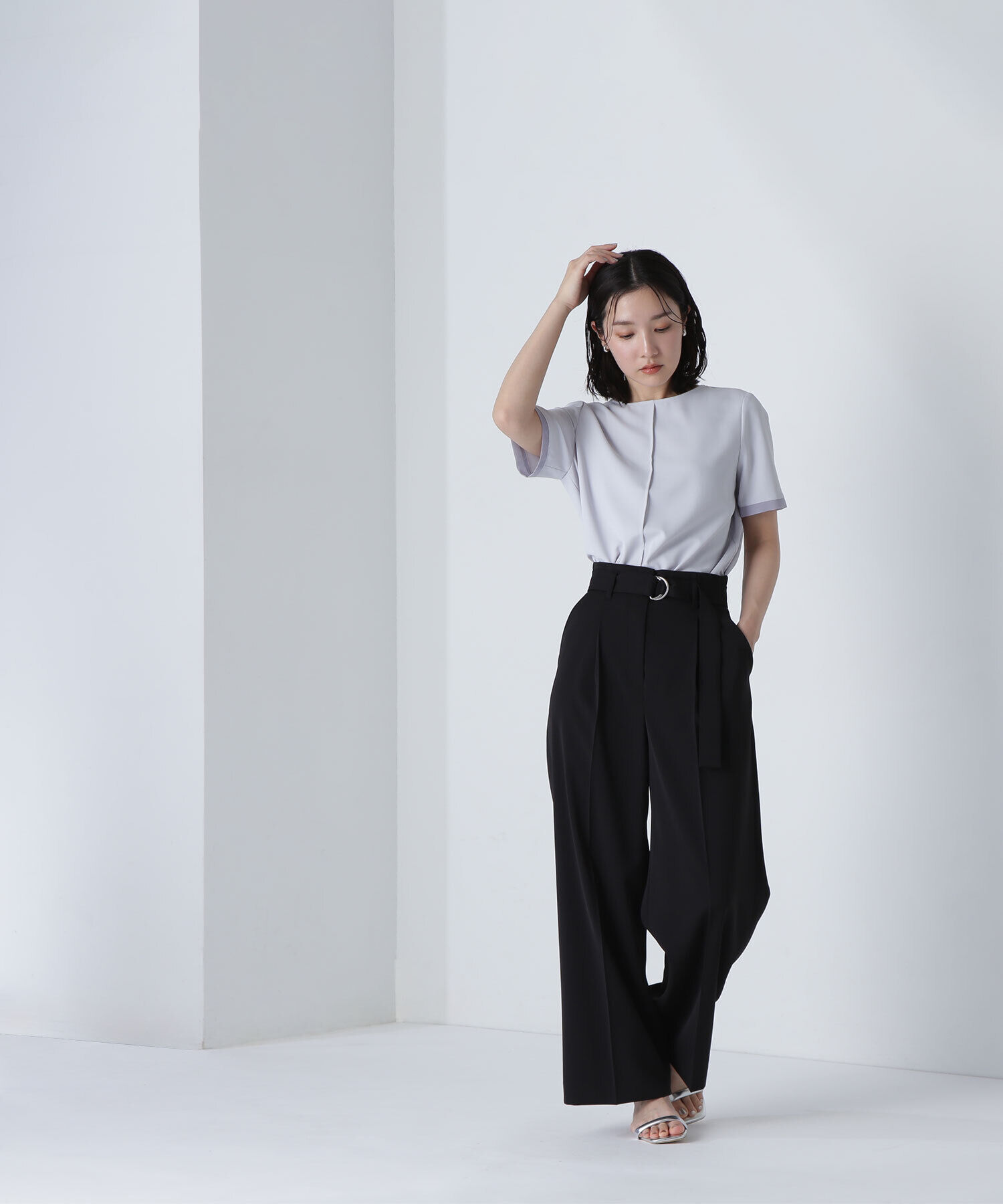  「シフォン切替スリーブブラウス」|シャツ・ブラウス|