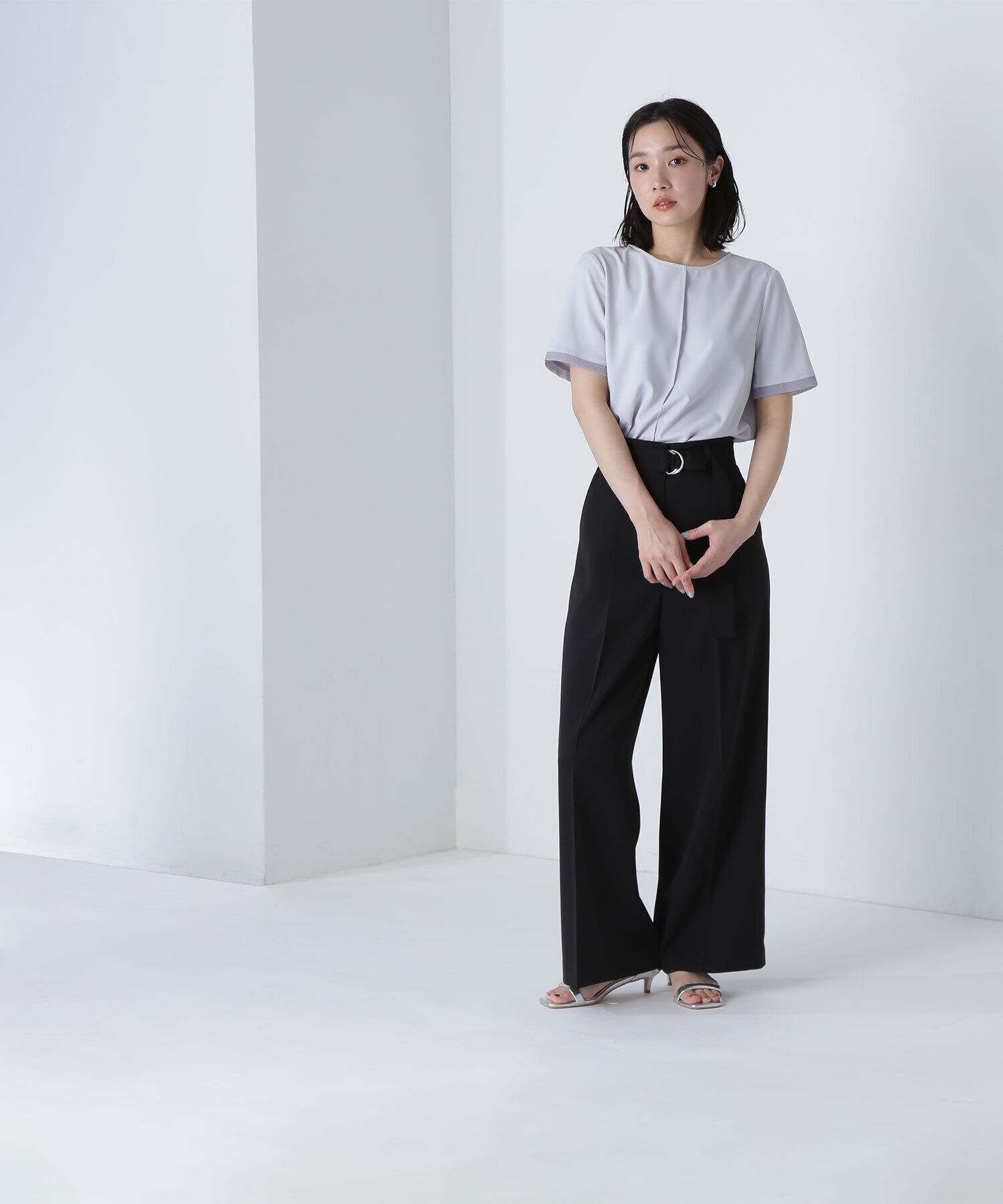  「シフォン切替スリーブブラウス」|シャツ・ブラウス|