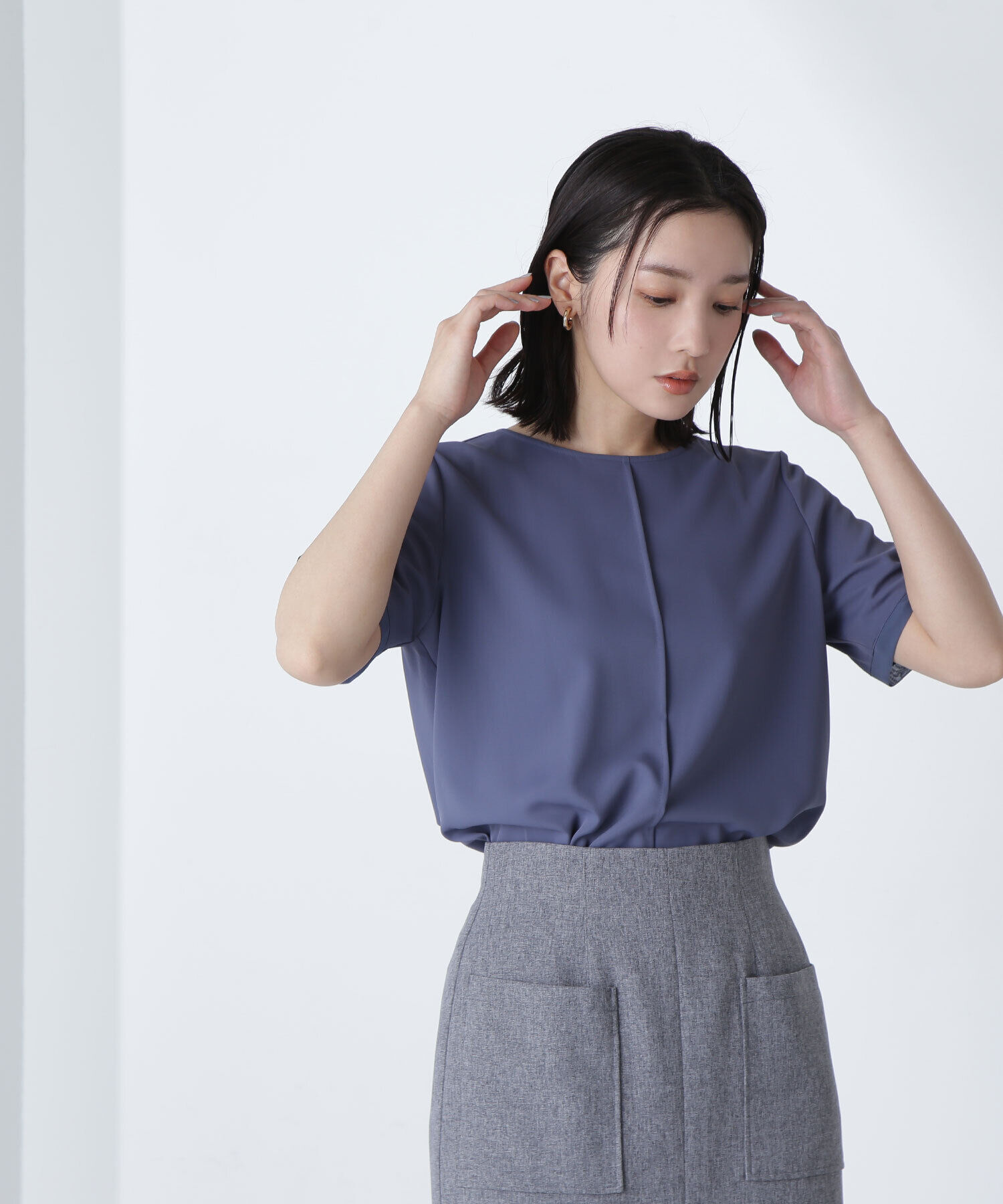  「シフォン切替スリーブブラウス」|シャツ・ブラウス|