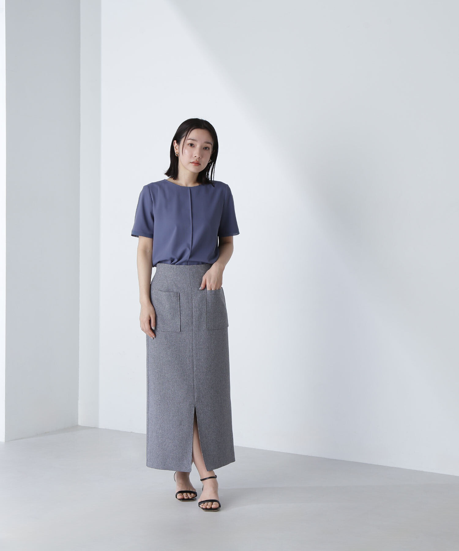  「シフォン切替スリーブブラウス」|シャツ・ブラウス|