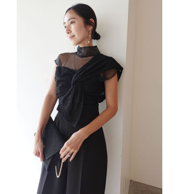 【ayane】LAGUNAMOON エンブロイダリーツイストパンツドレス LAGUNAMOON LADYエンブロイダリーツイストパンツドレス（ブラック