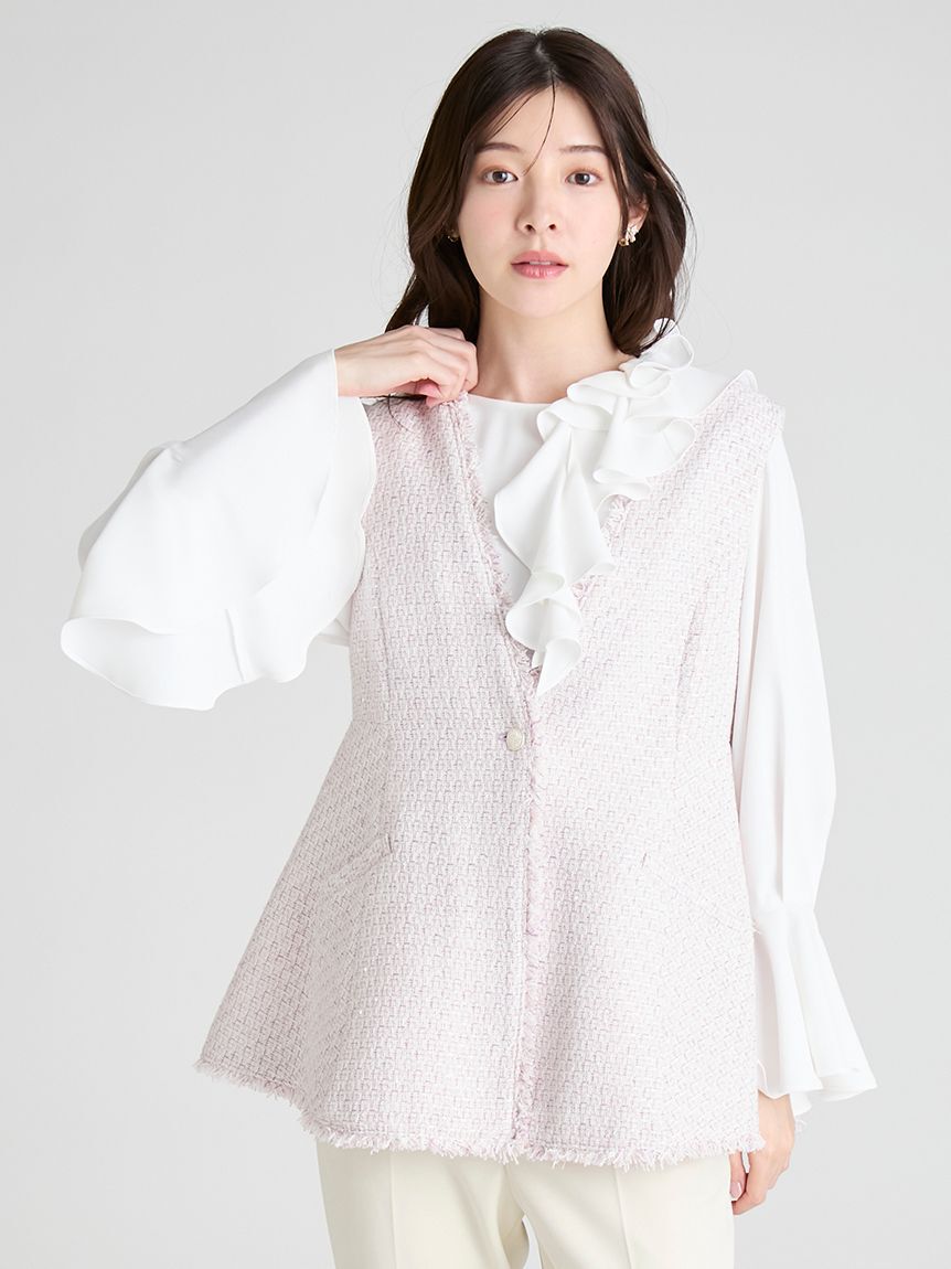 CELFORD「フレアペプラムツイードジレ」|ダウンベスト・ベスト|