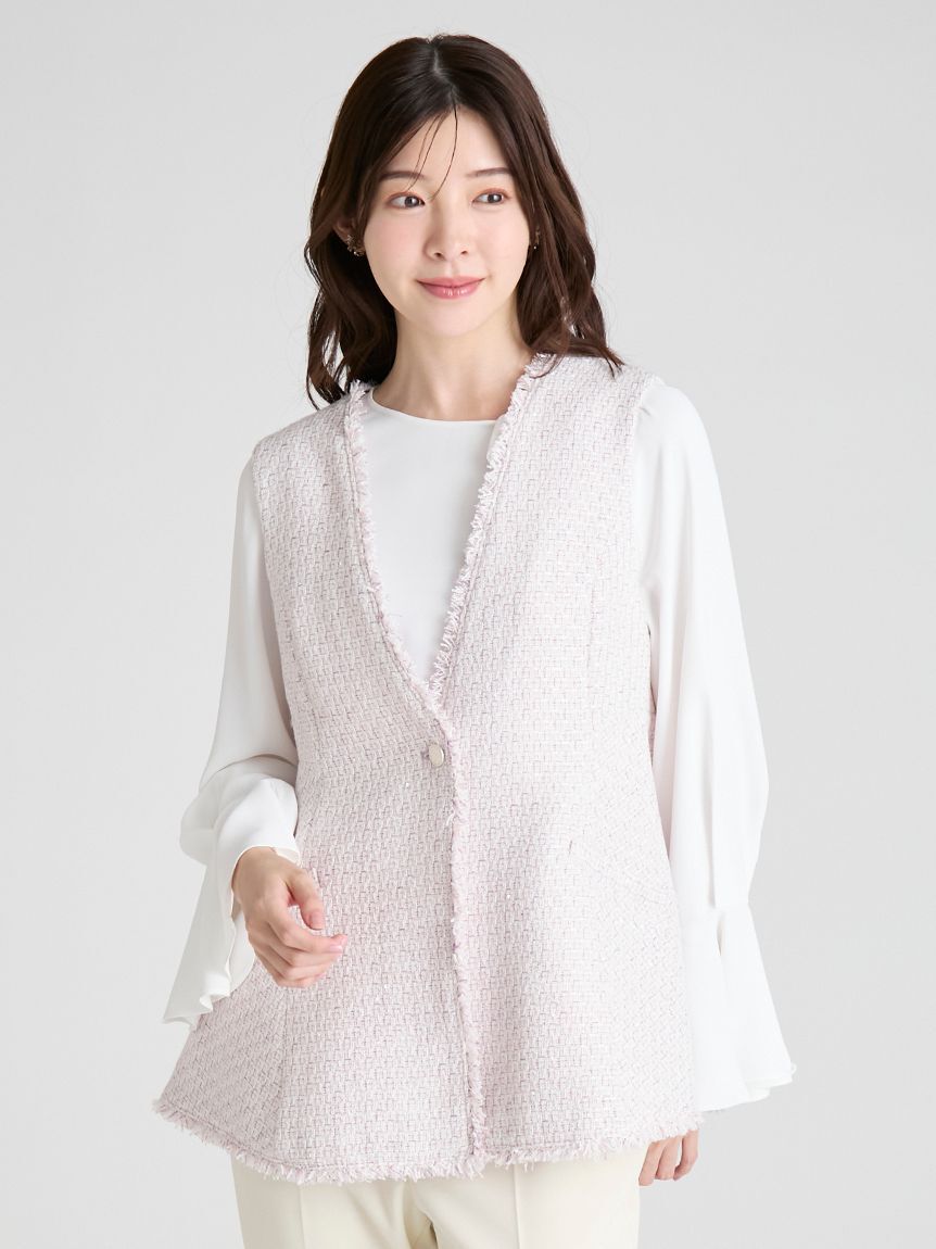 CELFORD「フレアペプラムツイードジレ」|ダウンベスト・ベスト|