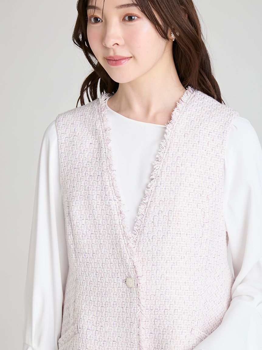 CELFORD「フレアペプラムツイードジレ」|ダウンベスト・ベスト|