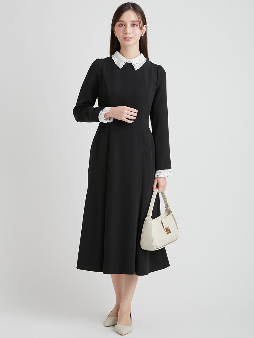 CELFORD「【洗える】刺繍レース付きマーメイドワンピース」|ワンピース|