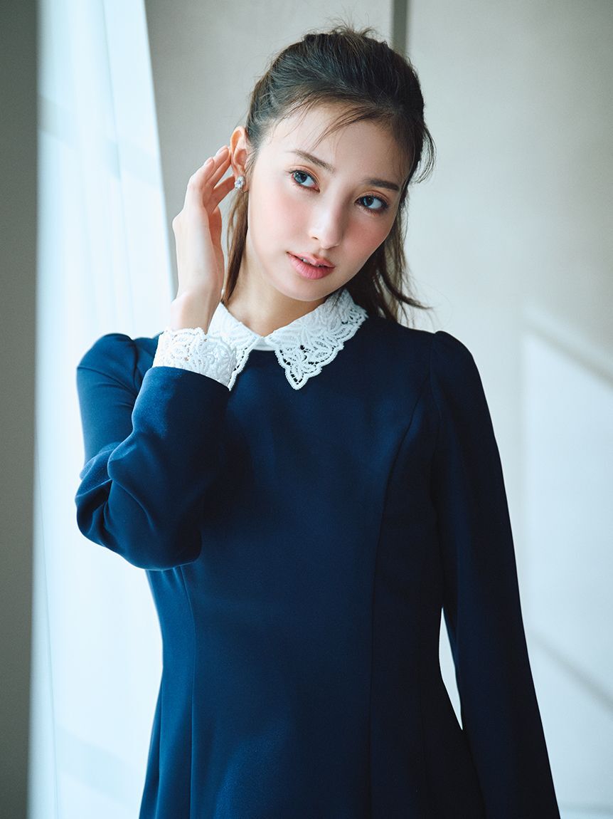 CELFORD「【洗える】刺繍レース付きマーメイドワンピース」|ワンピース|