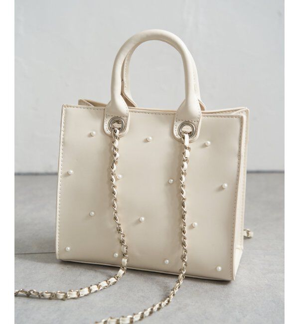 VENCE share style「パール2WAYトートバッグ」|その他|オフホワイト
