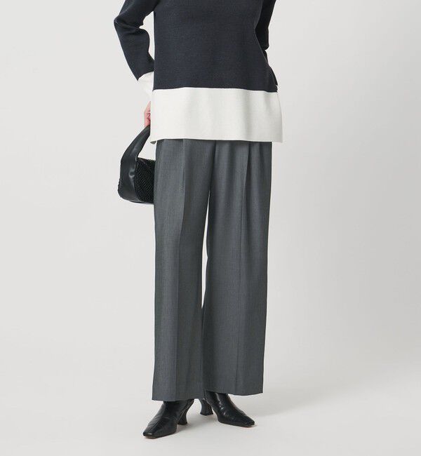 UNITED ARROWS「2タック デニムライク ワイド パンツ ‐ウォッシャブル‐」|チノ|BLACK