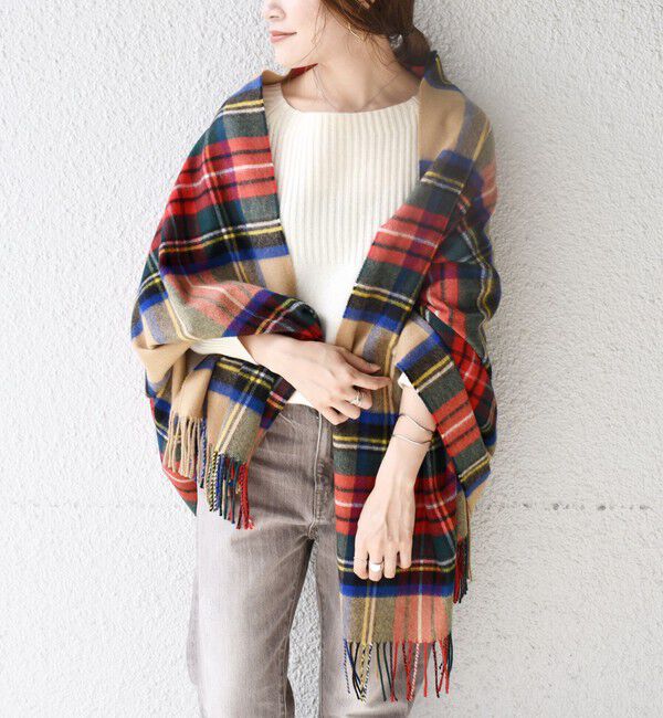 SHIPS for women「【SHIPS別注】JOHNSTONS:カシミヤチェックストール」|ストール|