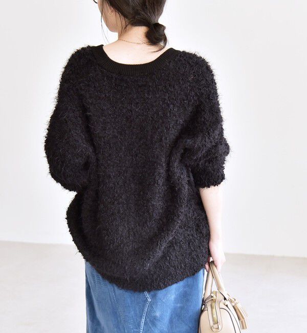 quaranciel「quaranciel:〈手洗い可能〉ネップツイード Vネック ニット カーディガン」|カーディガン|