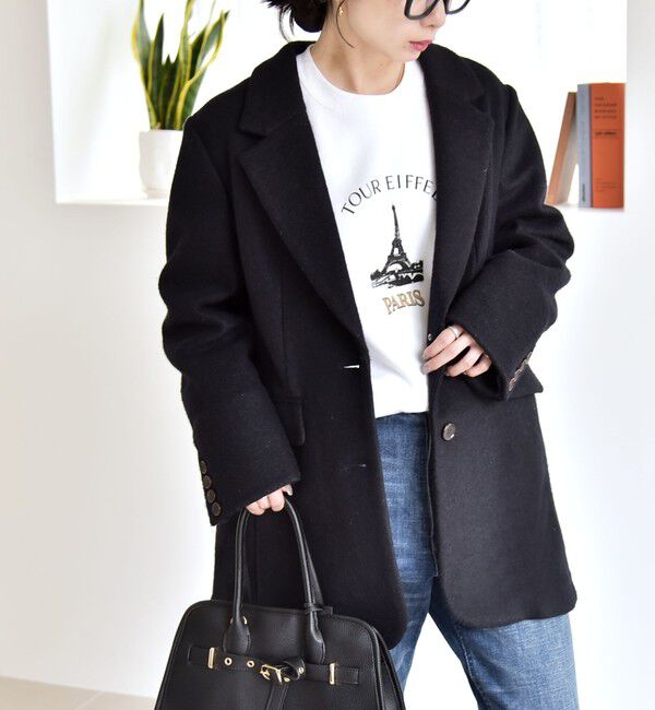 quaranciel「quaranciel: スライバー オーバー テーラード ジャケット コート」|その他|ネイビー