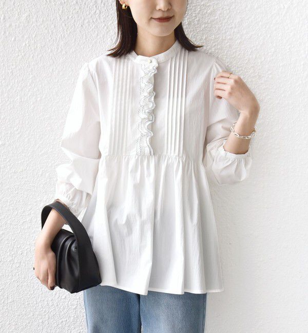 SHIPS for women「《予約》【WEB限定】〈手洗い可能〉フリル 刺繍 ペプラム ブラウス」|シャツ・ブラウス|