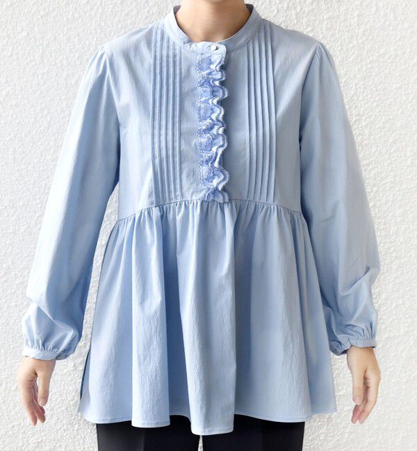 SHIPS for women「《予約》【WEB限定】〈手洗い可能〉フリル 刺繍 ペプラム ブラウス」|シャツ・ブラウス|