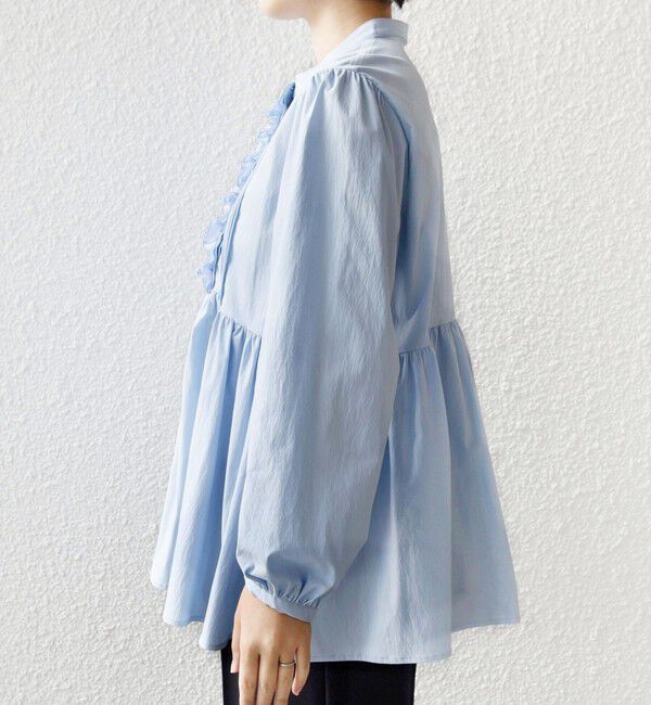 SHIPS for women「《予約》【WEB限定】〈手洗い可能〉フリル 刺繍 ペプラム ブラウス」|シャツ・ブラウス|