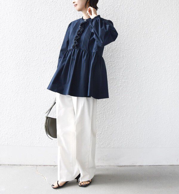 SHIPS for women「《予約》【WEB限定】〈手洗い可能〉フリル 刺繍 ペプラム ブラウス」|シャツ・ブラウス|