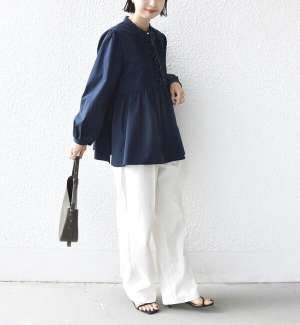 SHIPS for women「《予約》【WEB限定】〈手洗い可能〉フリル 刺繍 ペプラム ブラウス」|シャツ・ブラウス|