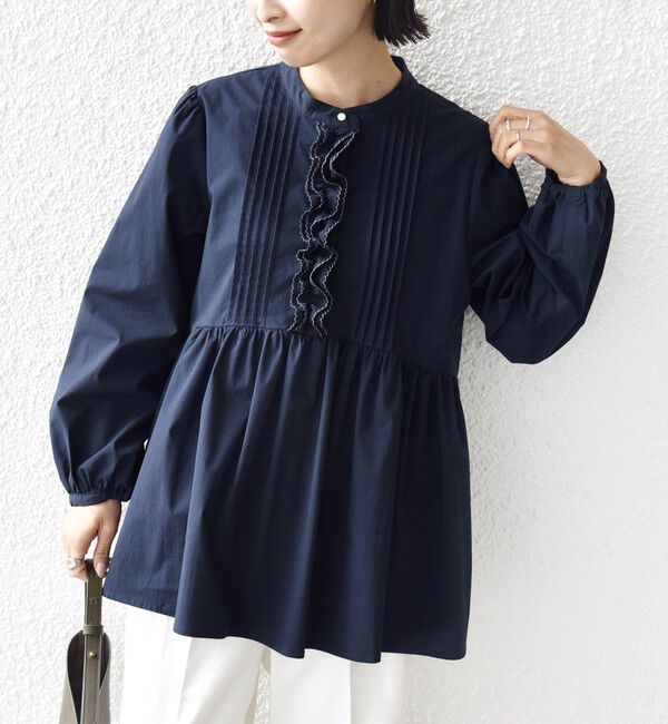 SHIPS for women「《予約》【WEB限定】〈手洗い可能〉フリル 刺繍 ペプラム ブラウス」|シャツ・ブラウス|