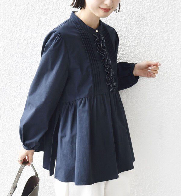 SHIPS for women「《予約》【WEB限定】〈手洗い可能〉フリル 刺繍 ペプラム ブラウス」|シャツ・ブラウス|
