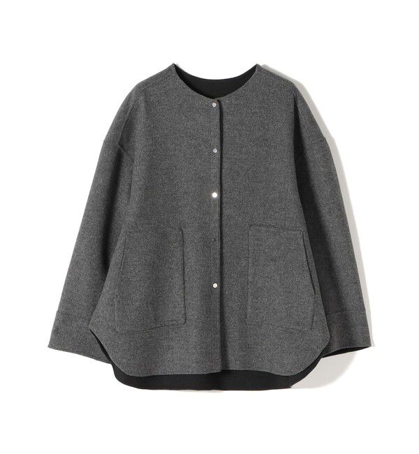 SHIPS for women「セミ 梳毛 配色 リバー ノーカラー コート」|ノーカラーコート|