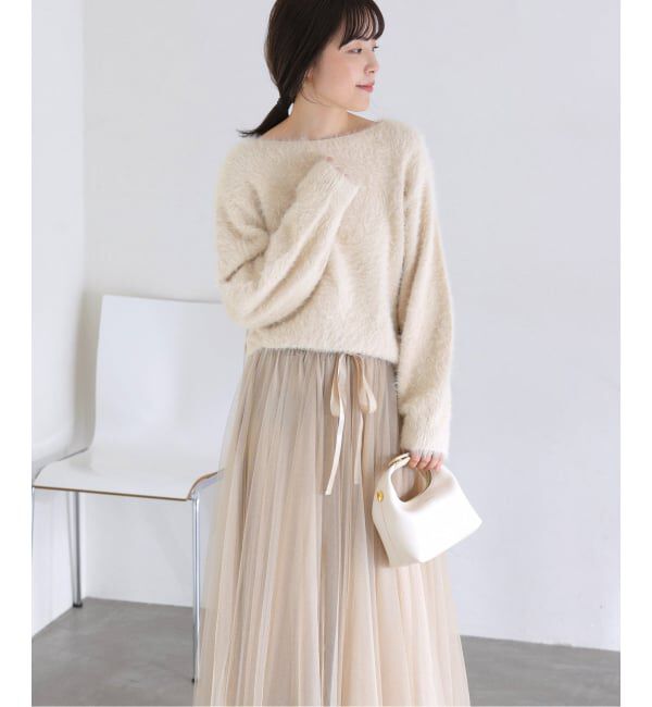  「《WEB限定予約》【洗える】ファーバックパール長袖プルオーバー」|ニット・セーター|