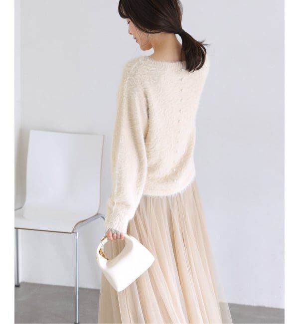  「《WEB限定予約》【洗える】ファーバックパール長袖プルオーバー」|ニット・セーター|