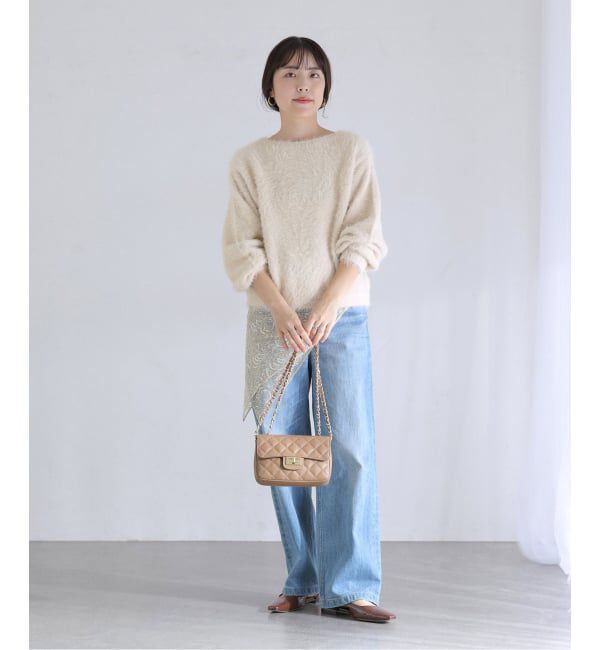  「《WEB限定予約》【洗える】ファーバックパール長袖プルオーバー」|ニット・セーター|