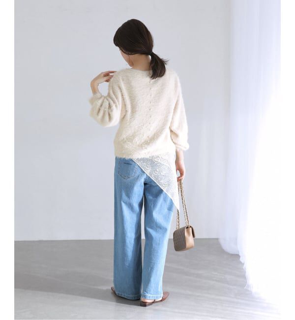  「《WEB限定予約》【洗える】ファーバックパール長袖プルオーバー」|ニット・セーター|