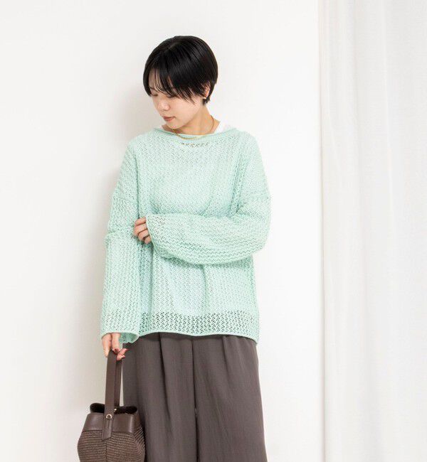 NOLLEY'S「《手洗い可能》ペーパーヤーンメッシュプルオーバー」|ニット・セーター|