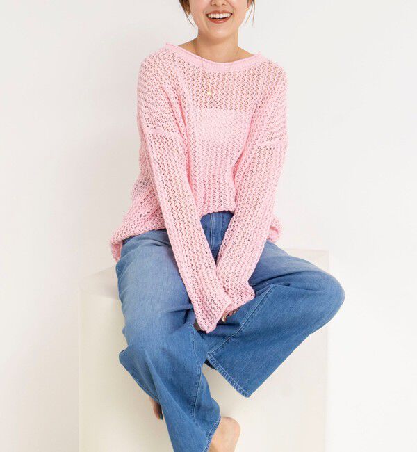 NOLLEY'S「《手洗い可能》ペーパーヤーンメッシュプルオーバー」|ニット・セーター|ベビーピンク