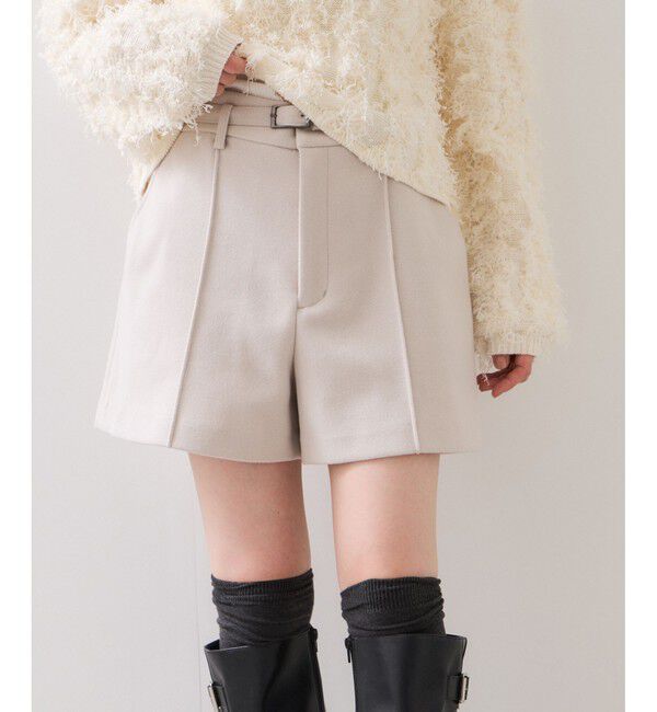 VIS「ジャージメルトンベルト付きショートパンツ」|チノ|ベージュ(27)