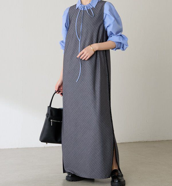  「バイアスストライプジャンパースカート」|ワンピース|