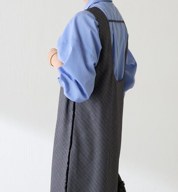  「バイアスストライプジャンパースカート」|ワンピース|