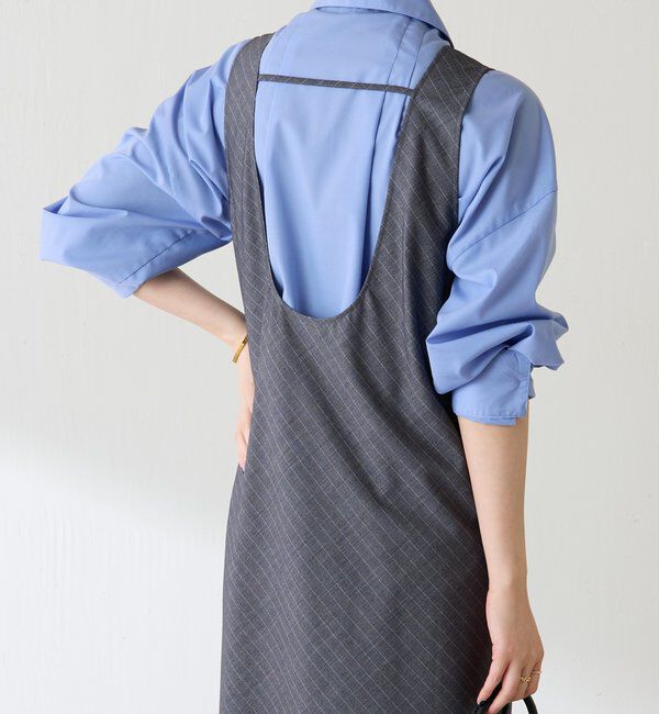  「バイアスストライプジャンパースカート」|ワンピース|