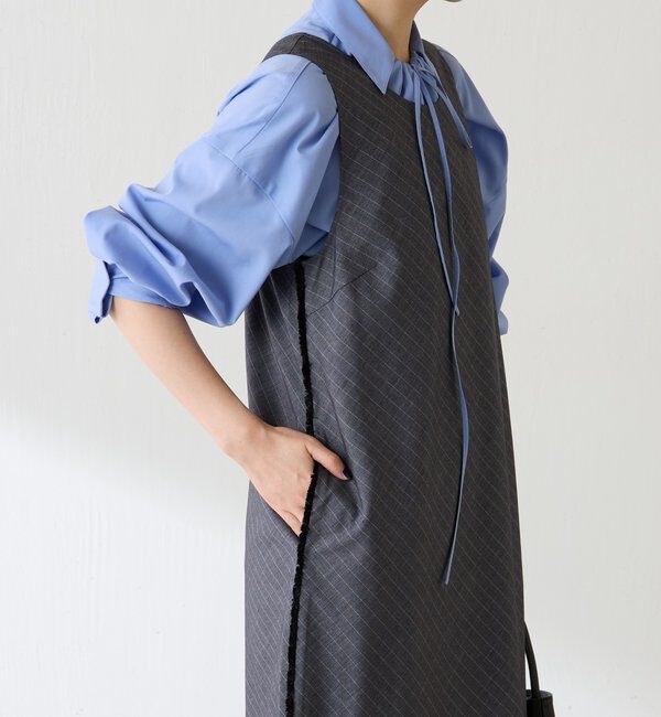  「バイアスストライプジャンパースカート」|ワンピース|