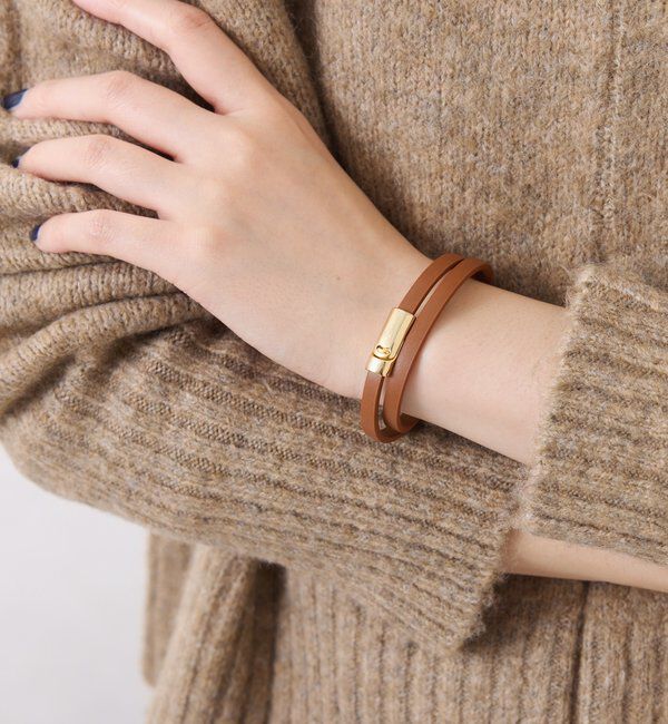  「ダブルラップレザーブレスレット」|ブレスレット・バングル|キャメル