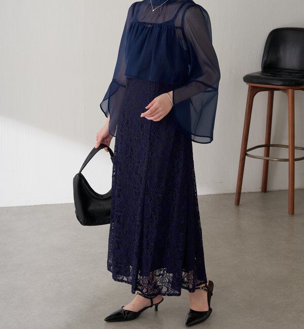  「【オケージョン】シフォンレースワンピース/セットアイテム」|ワンピース|