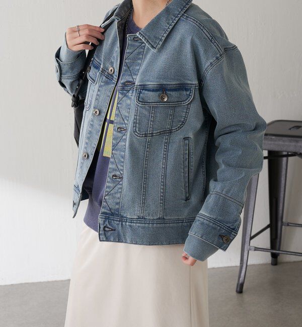  「Q.anos ストレッチリブデニムジャケット」|デニムジャケット|