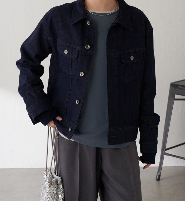  「Q.anos ストレッチリブデニムジャケット」|デニムジャケット|