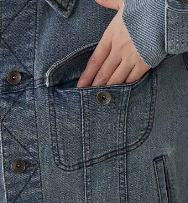  「Q.anos ストレッチリブデニムジャケット」|デニムジャケット|