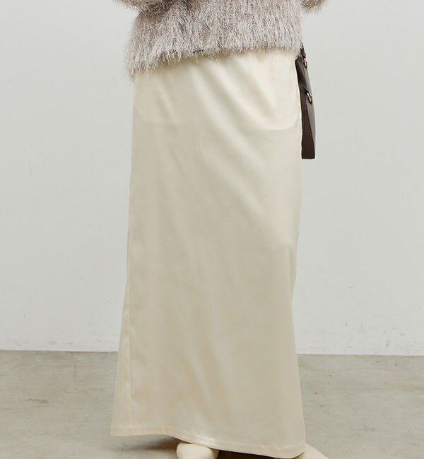  「【手洗い可能】ストレッチサテンタイトスカート」|スカート|アイボリー