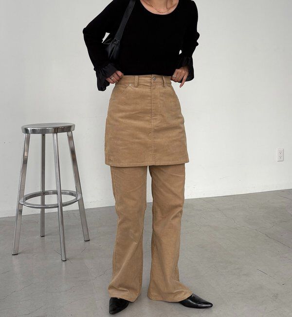  「【新色/レイヤード対応】コーデュロイフレアパンツ」|チノ|