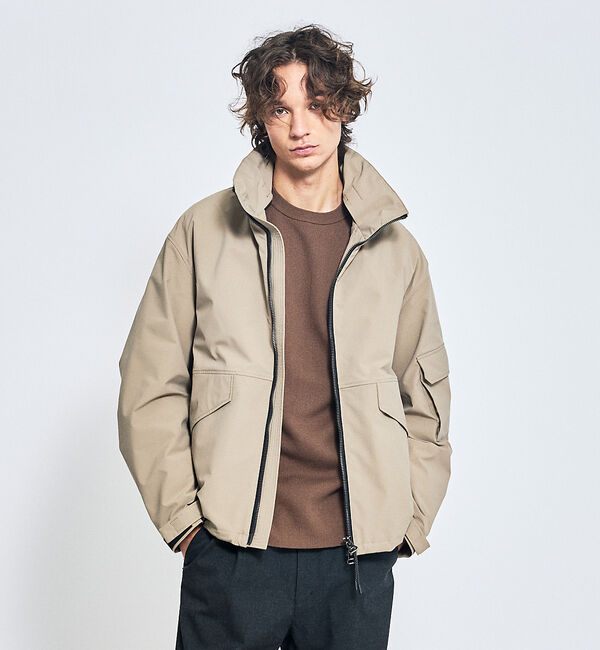 ABAHOUSE「TAIONライナー スタンドカラー　シェルジャケット / ショートブルゾン」|ブルゾン・スタジャン|ベージュ