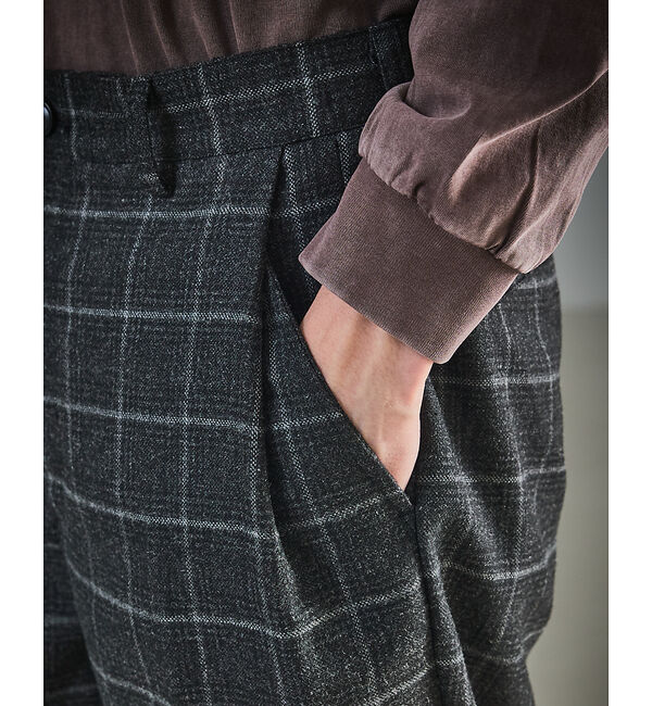 ABAHOUSE「【セットアップ対応】ウールライク チェック ボリュームタック ワイドスラックス」|その他|