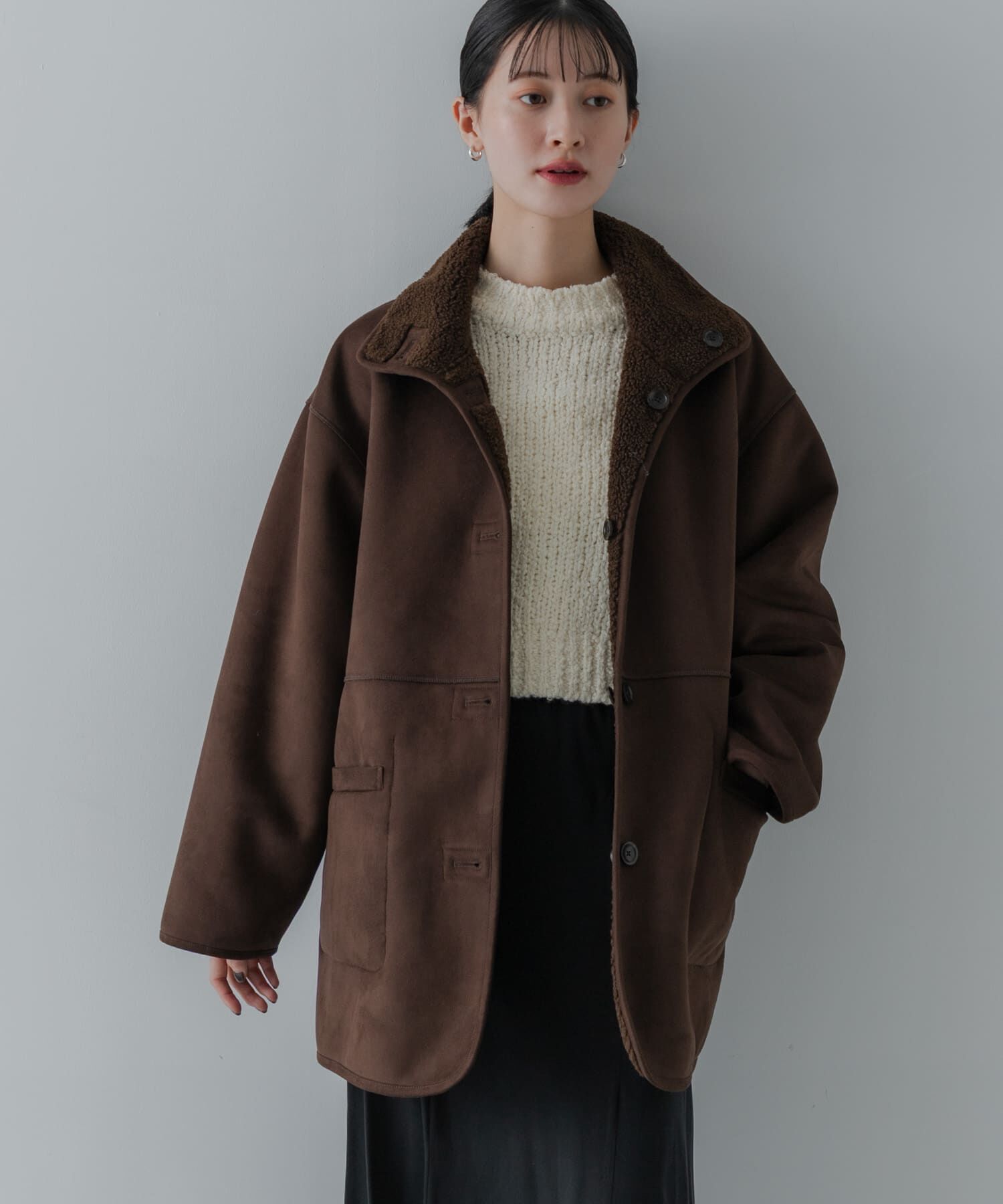 URBAN RESEARCH「ECOPELフェイクムートンリバーシブルコート」|その他|ブラウン