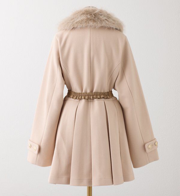  「ウエストベルト付きフェイクファー襟ミドルコート」|その他|