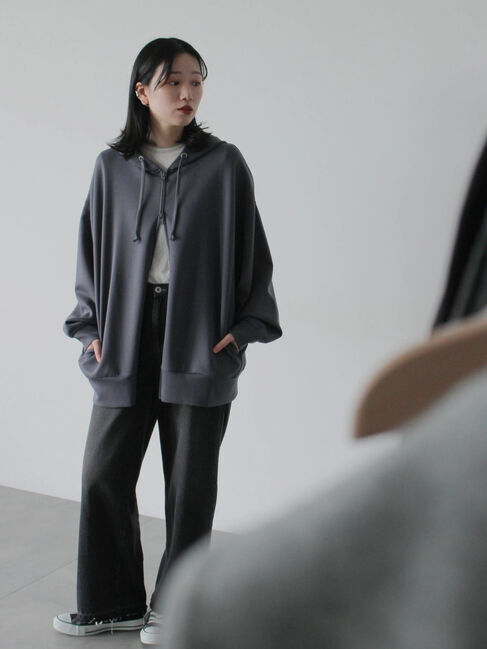 Samansa Mos2 blue「ダンボールジップパーカー」|Tシャツ・カットソー|