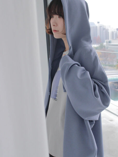 Samansa Mos2 blue「ダンボールジップパーカー」|Tシャツ・カットソー|