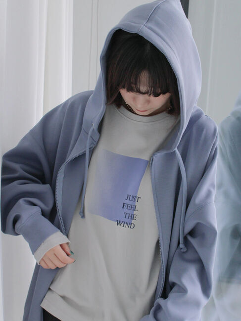 Samansa Mos2 blue「ダンボールジップパーカー」|Tシャツ・カットソー|